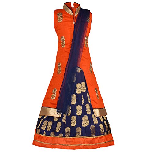 Image of Aarika Girl's Long Jacket, Lehenga And Dupatta Set