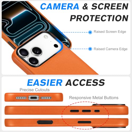SHIELDON Genuine Leather Case for iPhone 18 Pro Max/17 Pro Max 6.9", Orange by SHIELDON - Used condition - Image 7
