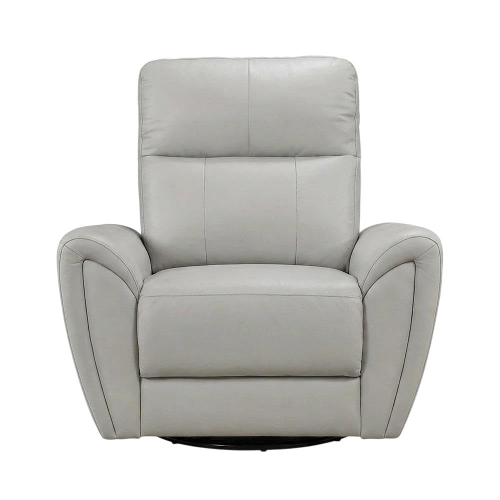 Leather-Upholstered Armchair with Swivel Glider Base by Starlight Canyon Home – Leather, Grey