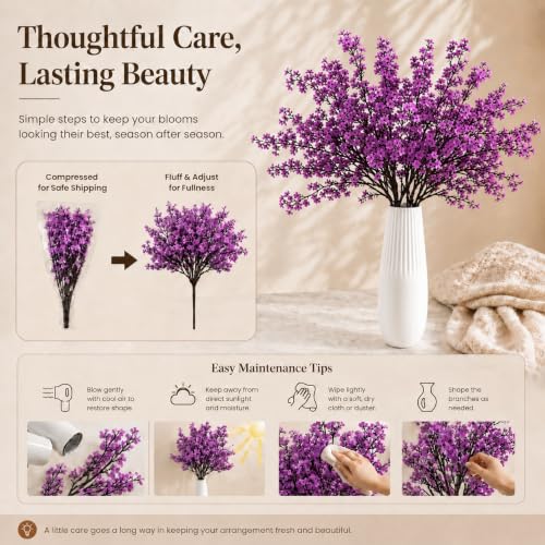 Image of Mandy's 6 Bundles Artificial Lavender Baby's Breath Flowers