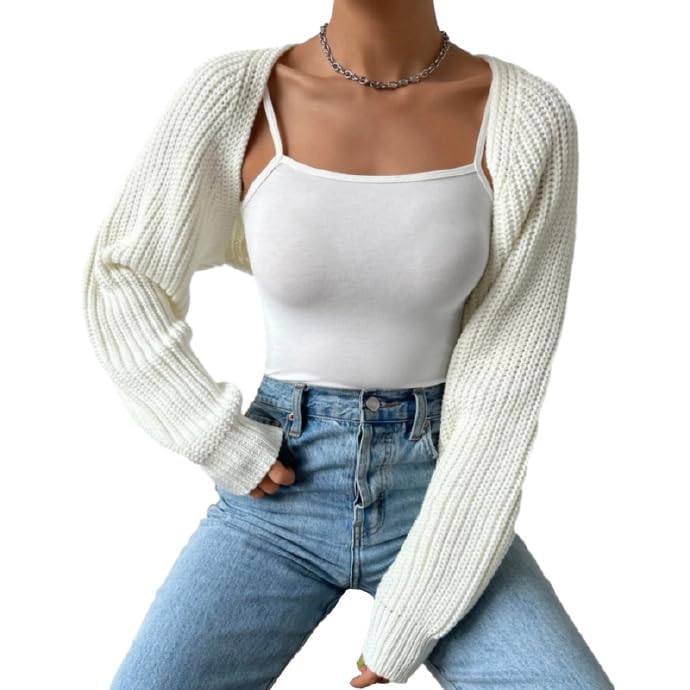 KUKEYIEE Women Long Puff Sleeve Sweater Knitwear Jumpers Pullover Crop Top Fashion Cover Knit Top - Image 5