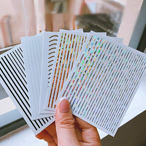 Onnpnn 7 Sheet Nail Strip Sticker, 3D Curve Stripe Lines Nails Art Stickers, Adhesive Striping Tape Fingernail Decals, Waterproof Striping Tapes Line Diy Foil Manicure Decoration For Wonen Girls #TOP7