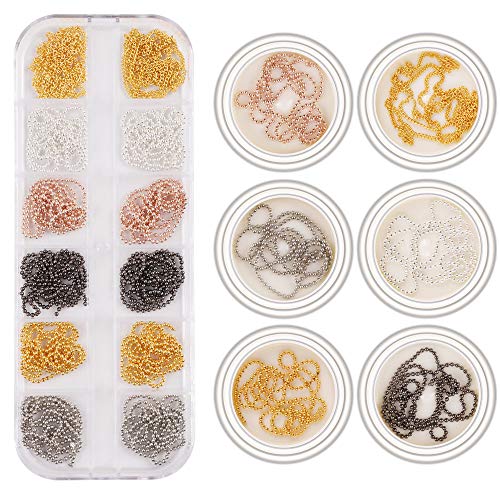 DouborQ 3D Metal Nail Art Studs Decorations Chain Design 18 Strips Glitter Nail Art Design Chains Metal Punk Nail Studs (Chain set)