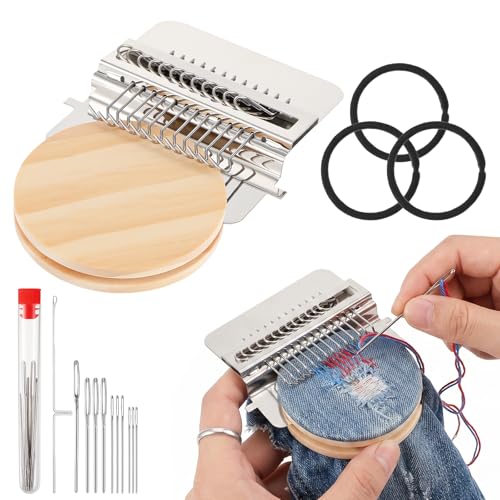 Cobee 14 Haken Kleiner Webstuhl Mini Darning Loom Stopfpilz Webstopfapparat Reparatur Stopfwebstuhl Speedweve für Anfänger Schnelles Ausbessern Kleidung Socken Jeans DIY Weben