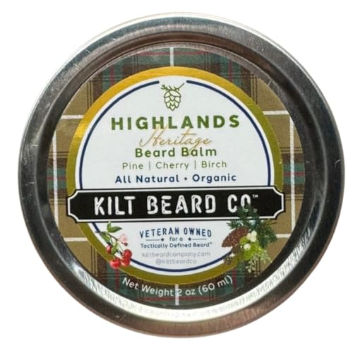 Kilt Beard Co. Highlands Heritage- Beard Balm (Cherry, Pine, Birch) 2oz, Organic, Style, Hydrate, and Nourish