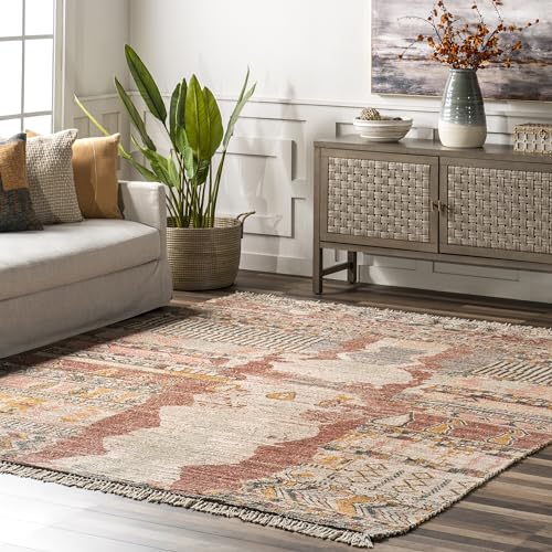 Nuloom Hermina Multicolor/Ivory, 5' x 8', Handmade, Jute, Tribal, Tasseled, Soft and...