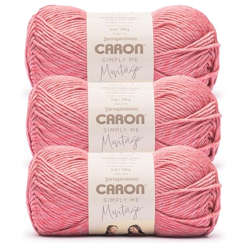 Image of Caron Simply Me Montage Soft Yarn for Crocheting, Tourmaline, 2-Pack | #5 Bulky Yarn, 62% Acrylic 20% Nylon 18% Wool, Soft Crochet Yarn for Blankets, Knitting & Crafts, 172yds, 140g /5oz per skein