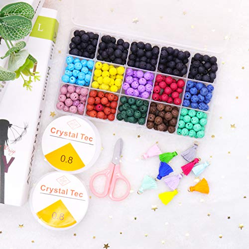 SUBANG 360 Pieces 8mm Color Lava Rock Beads Stone Chakra Beads Spacer Beads Kit Color Volcanic Lava Loose Stone Beads Natural Stone Beads for Jewelry Making - Thumbnail 3