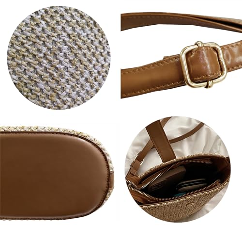 Women Straw Crossbody Bag Beach Handmade Rattan Shoulder Bags Hand Woven Leather Straps Straw Clutch Purse Vacation2