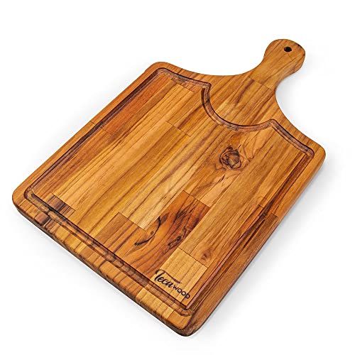 Tábua de Madeira Nobre Tecawood 47X30cm com Cabo Pegador Resistente para Cortar e Servir