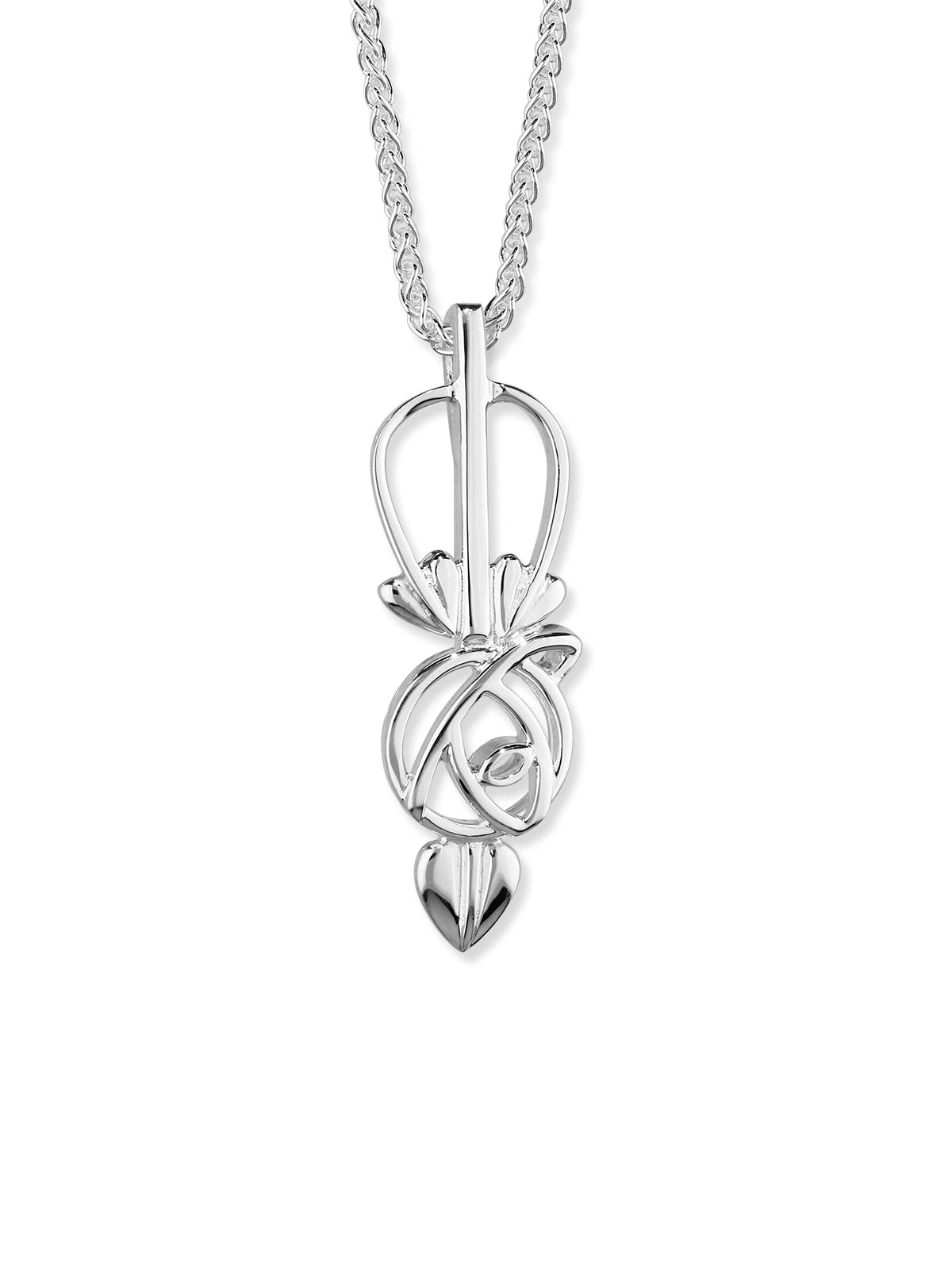 ORTAK 925 Sterling Silver Handmade Pendant Necklace Charles Rennie Mackintosh Art Nouveau Inspired Design High Polished Scottish Fine Jewellery Made In Scotland