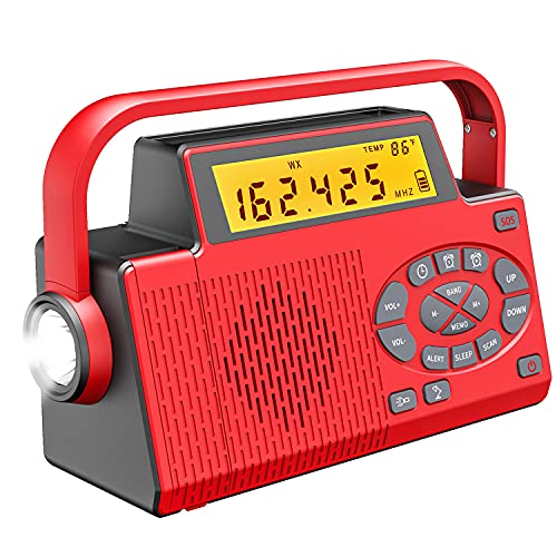 Emergency Radio, 5000mAh,Survival Radio, Am Fm Radio,3W LED Flashlight/Reading, Battery Operated Radio, NOAA Weather Radio, Hand Crank Radio, Solar Radio SOS Alarm,Emergency Supplies, Survival Gear