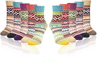 Sunallwell 10 Pairs Socks Women Fluffy Ladies Socks Thick Thermal Socks Womens Socks Breathable Soft Nordic Socks Winter Socks Warm Knit Ladies Socks Bed Sock for Home Office School Hiking