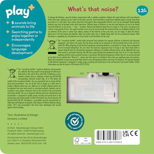 Ravensburger Play+ Shh… Who’s there? Jungle Animals (My First Seek and Find Sound Book), Baby book 12+ months: Search and find