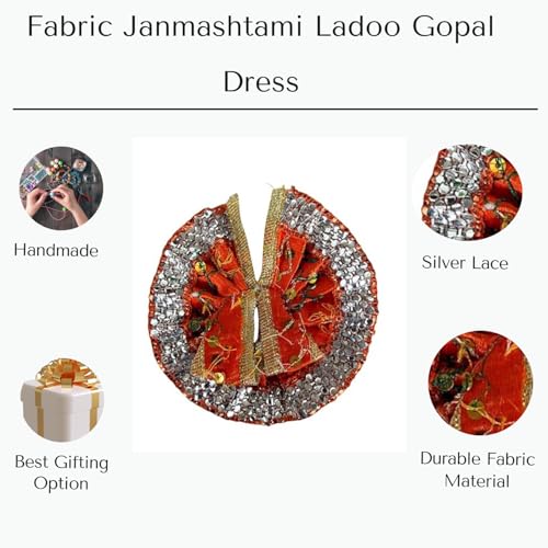 Image of Salvus APP SOLUTIONS Fabric Janmashtami Laddu Gopal Dress /Poshak for Krishna Idol - Pink 4x5 Inch Outfit for Kanha Ji, Bal Gopal, Thakur Ji