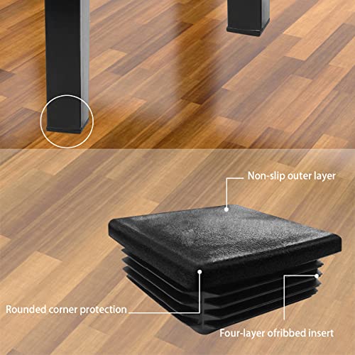 Image of 2 Inch Square Tubing Plastic Plugs End Cap Fence Post Pipe Cover Tube Chair Glide Insert Finishing Plug 10 Pieces