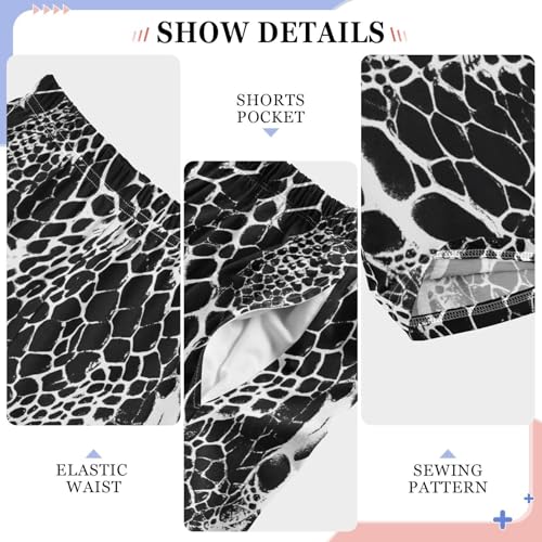 Boys' Pants Black White Texture Snakeskin Long Bottoms Jogger Pants Elastic Waist Trousers with Pockets S-XL4