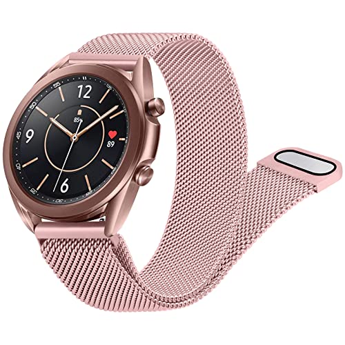 Meliya Band for Samsung Galaxy Watch 3 Bands 41mm Women Men, 20mm Stainless Steel Metal Replacement...