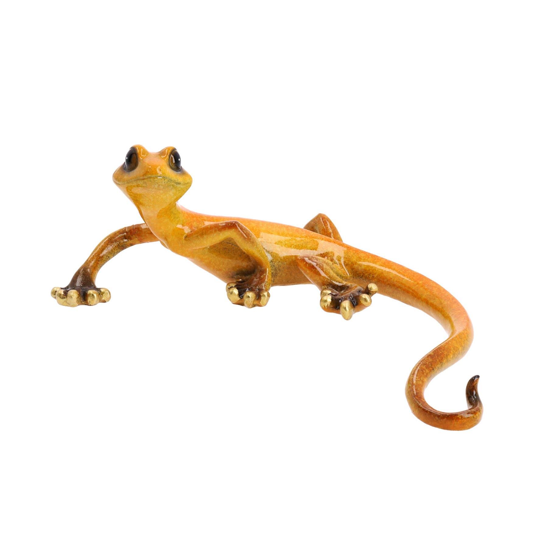 AB Tools Yellow Speckled Gecko Lizard Resin Wall Shed Sculpture Statue House Medium