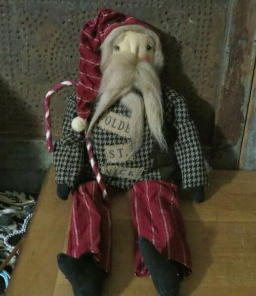 Grubby-Primitive-Old-World-Santa-Claus-Doll-Tea-Stained-St-Nick-w-Candy-Cane-for-Holiday-Kitchen-Farhouse-Home-Decor Grubby Primitive Old World Santa Claus Doll Tea Stained St Nick w Candy Cane for Holiday Kitchen Farhouse Home Decor