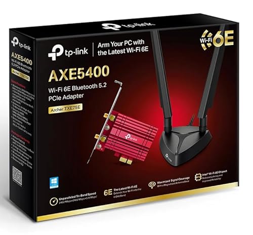 AX210 AXE5400 PCIe WiFi Card WiFi 6E Intel for PC Archer TXE75E- Tri Band Wireless Adapter for Desktop PC w/Magnetic Base Dual Antenna, Bluetooth 5.3(USB Port), WPA3, MU-MIMO, OFDMA, 802.11ax