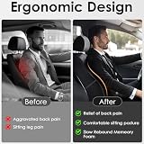 Quirlig Lendenkissen Auto, Memory-Schaum Lendenstützkissen, Autositz-Rückenkissen, Ergonomisches Rückenkissen für Auto, Zuhause, Büro, Rollstuhl, Schwarz