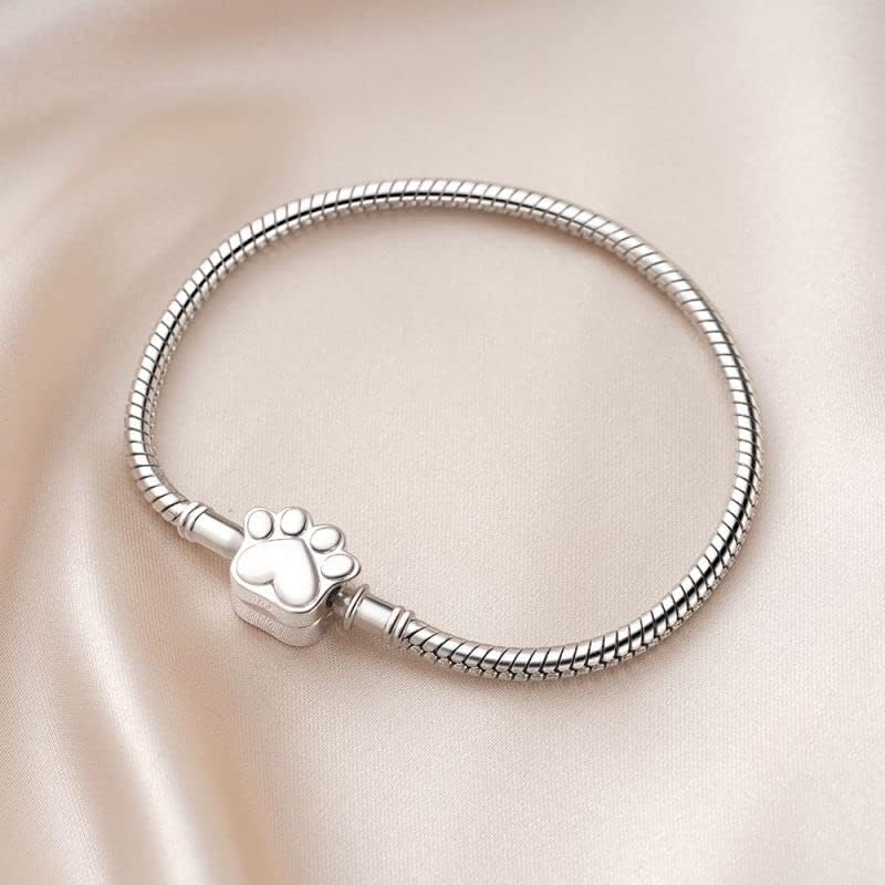 GNOCE Pet Paw Basic Snake Chain Bracelet 925 Sterling Silver Clasp Women Bracelets Gift for Women Wife