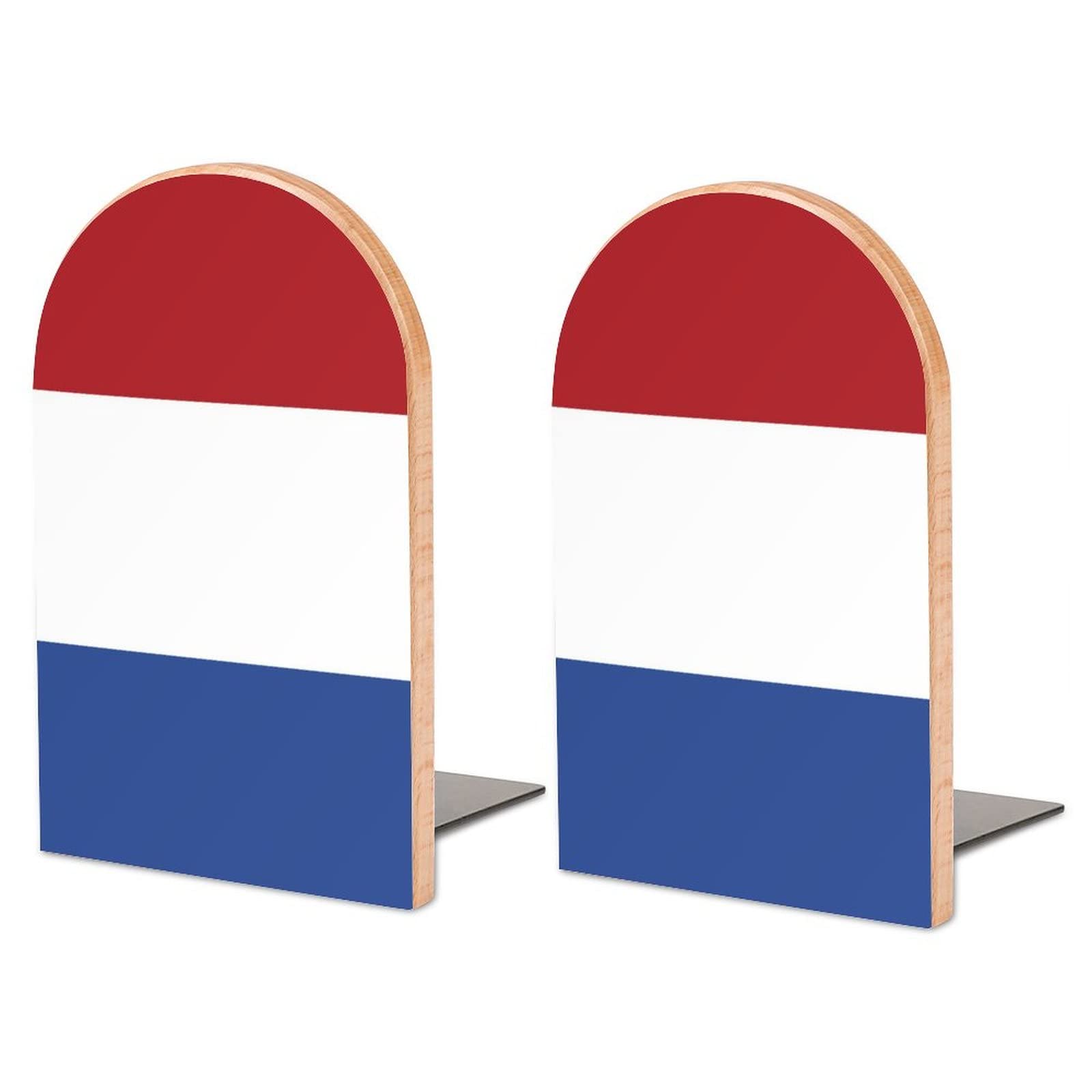 Netherlands Flag Bookends Heavy Duty Book Stand 1 Pair for Home Office Shelves Decorative