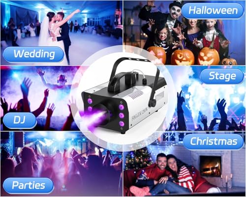 Image of DaBeatz Fog Machine 1200W with Wireless Remote Control & 6 Colorful LED Lights - Professional Smoke Machine for Halloween, Christmas, Wedding, DJ Party, Stage & Outdoor Events