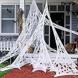 1000sqft Halloween Giant Spider Web Decoration,Cut Your Own Stretchy Spider Netting, DIY Spooky Flexible Spider Webs Decor for Halloween Haunted House Outdoor Decorations Holiday Party Supplies