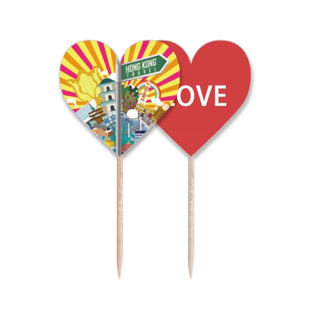 Hong Kong cupcake pick cure-dents drapeau cœur pour gâteau apéritif