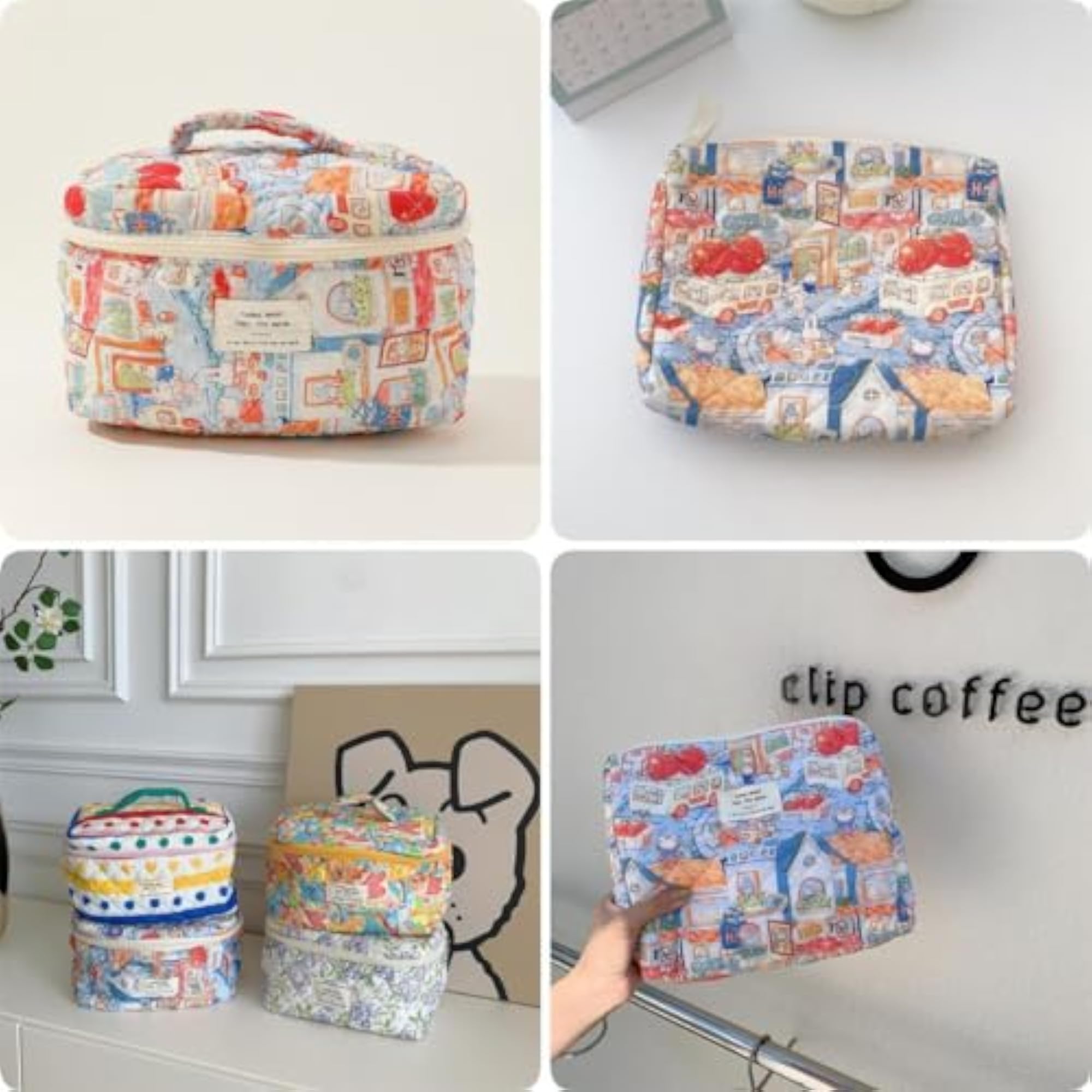 Makeup Bag Travel Essentials Quilted Cosmetic Pouch