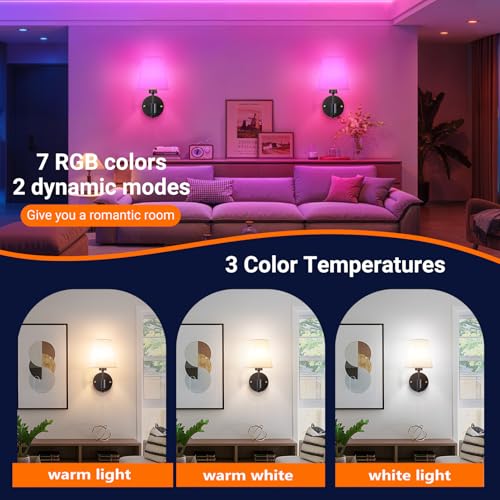 Image of YHCDLAMP Peel and Stick Wall Sconces, No Drilling Stick On Wall Sconce, Wireless Battery Operated Wall Lights, Adhesive Wall Lamp with 10000mAh Battery Bulb for Bedroom Living Room Decor