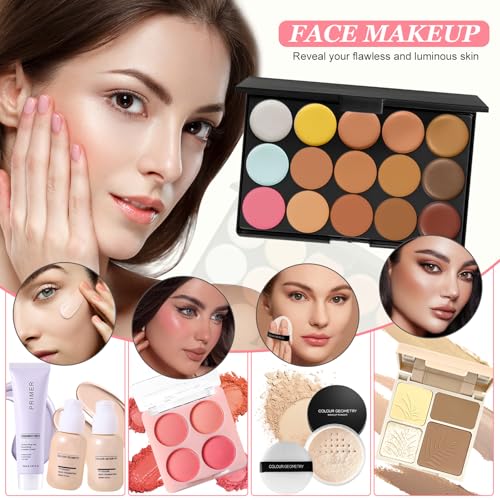 Kit Maquillage Femme, Mallette et Coffret de Maquillage, Coffret Cadeau Maquillage avec Palette à Yeux Correcteurs Contour Fond de Teint Mascara Gloss à Lèvres Eyeliner Crayon Sourcil Trousse Voyage – Image 4
