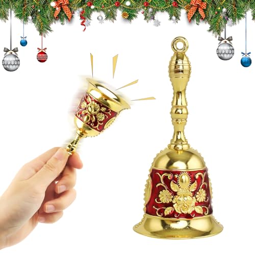 Jemmytu Weihnachtsglocke, Handglocke Tischglocke Komplett aus Metal...