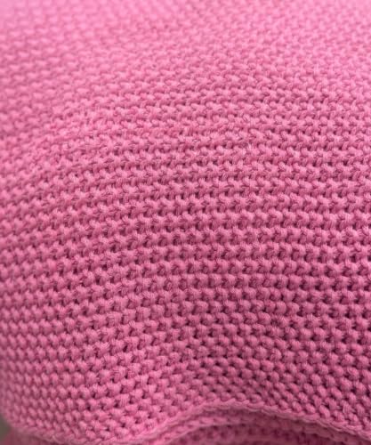 Image of Furnistitchs Plain Solid Knitted Sofa Throw Blanket 50x60 inches / 125x150 cms| Cotton Plain Knit with Tassels | Aesthetic Bohemian Decorative Couch Throws for Living Room & Bedroom (Pink)