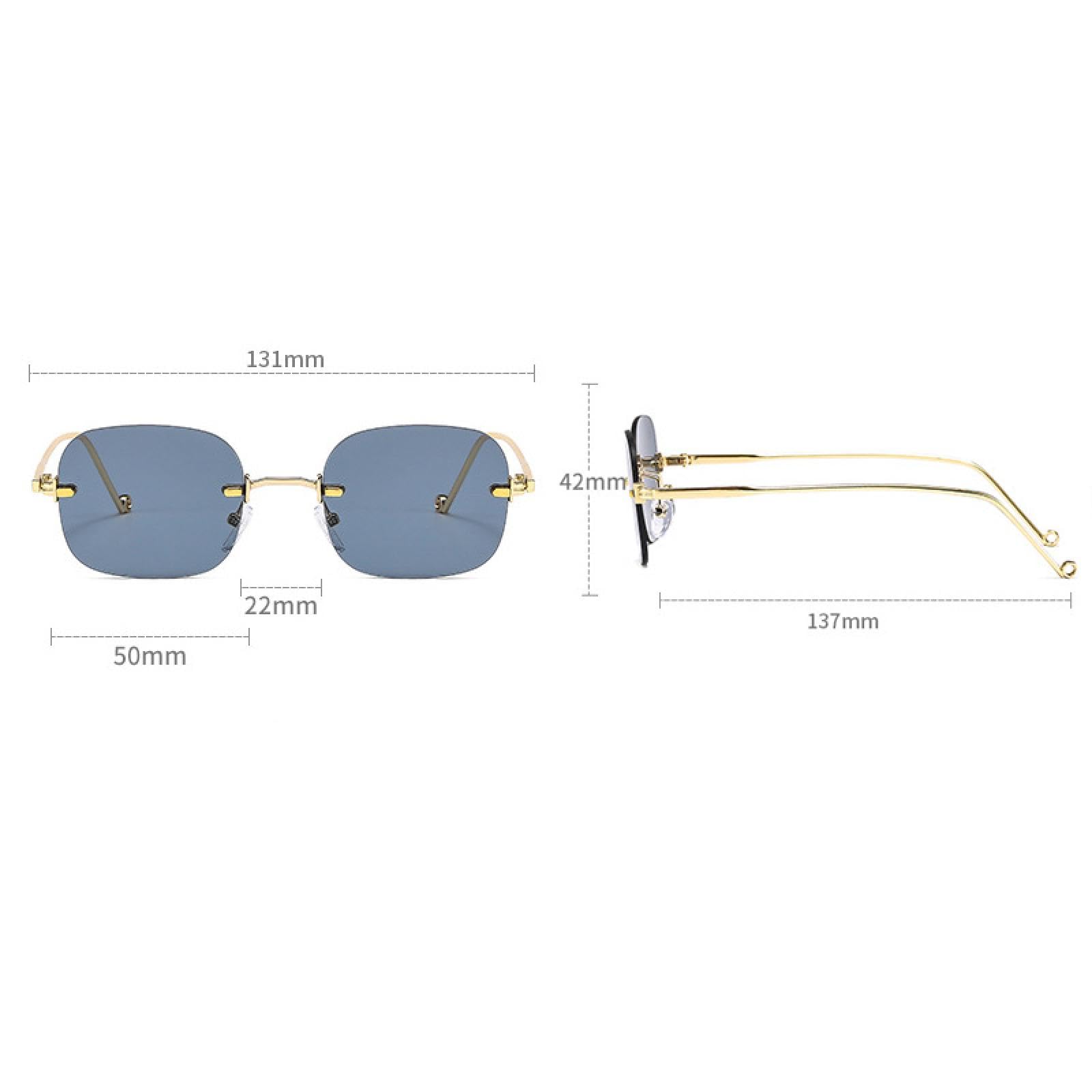 Gafas de sol pequeñas sin montura para mujer, estilo punk, para hombre, sin marco, con lentes azules transparentes, UV400