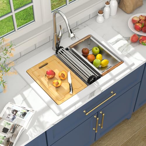 Lordear 30 Granite Composite Kitchen Sink Drop In Workstation