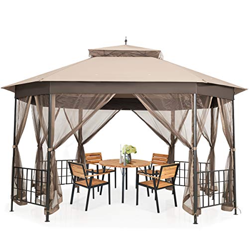 Tangkula 10 x 12 Ft Patio Gazebo, Heavy Duty Octagonal...