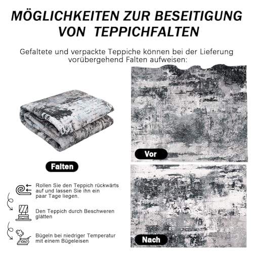 MAST DOO Teppich Wohnzimmer Waschbarer, Moderner Kurzflor Teppich Großer, Abstrakte Schlafzimmer Teppiche Waschbar rutschfest Design für Esszimmer Büro Bereich Dekor Schwarz Weiss Größe 160x230cm
