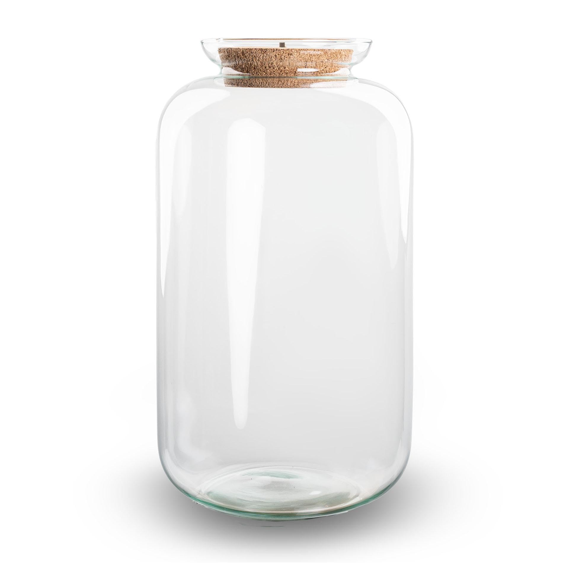 Terrarium-Flasche aus Recyclingglas mit LED-Beleuchtung, Deko, 23x43 cm
