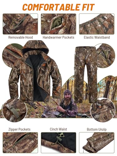 Image of NEW VIEW Insulated Hunting Clothes for Men Cold Weather, Warm Camo Hunting Jacket and Pants, Hunting Suit for Deer Duck Hunts