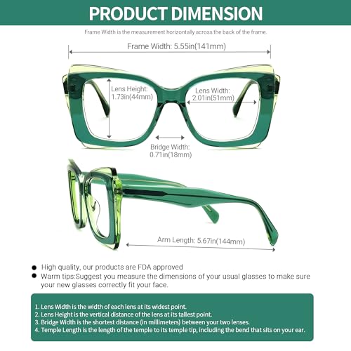 Image of VOOGLAM Oversize Rectangle Blue Light Blocking Glasses for Women Anti UV Eyestrain Eyewear Cheyenne