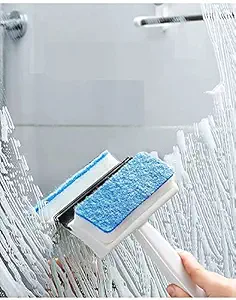 Tinkpin 1Pc's Scraping and Washing Brush, 2 in 1 Multifunctional Wiper Mirror Tile Glass Cleaning Brush, for Cleaning Patio Garage Wall Deck Tub Tile (Milticolor)