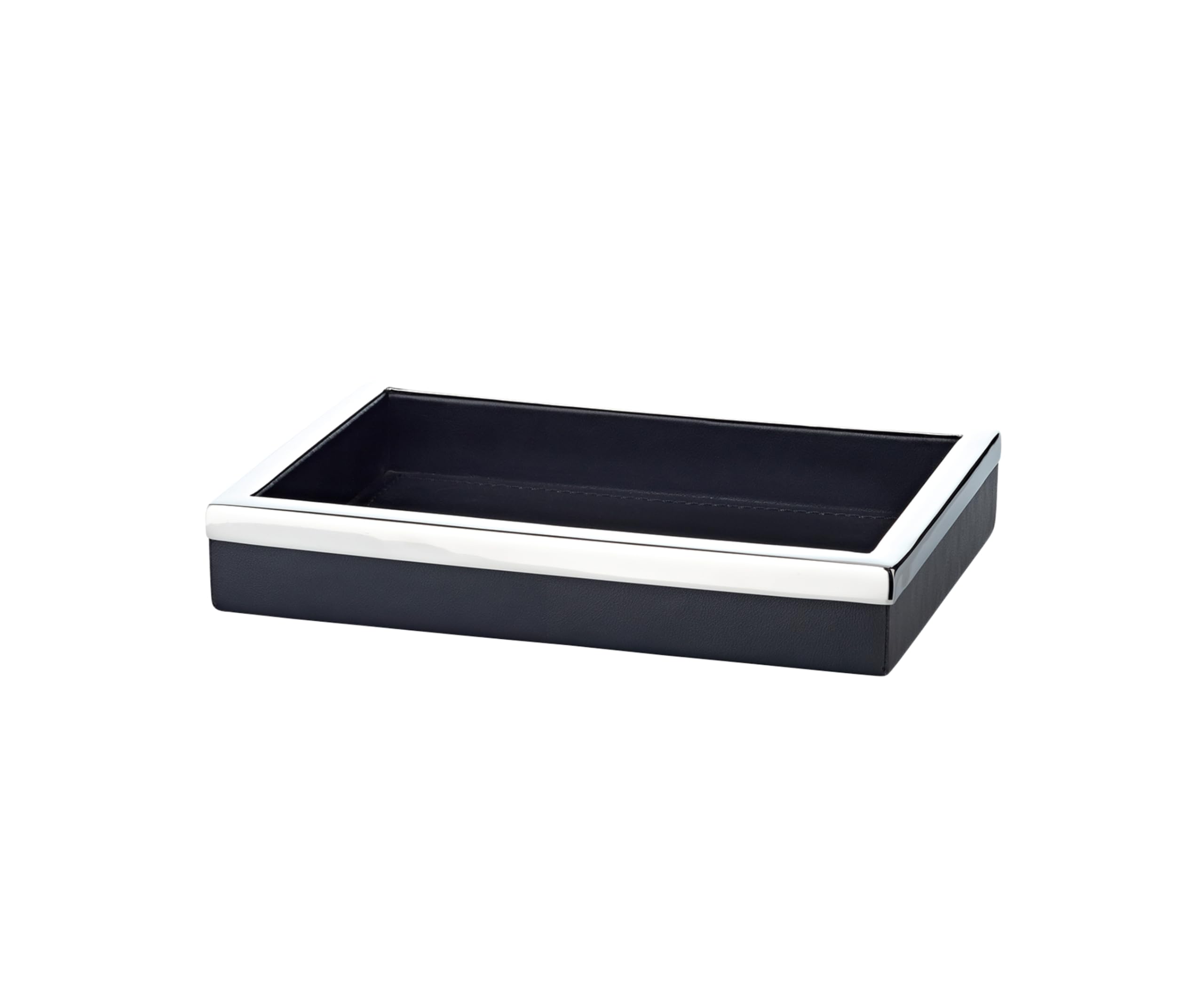EDZARD Bandeja para servir Scott (14 x 20 cm), color negro, rectangular, acero con funda de piel sintética