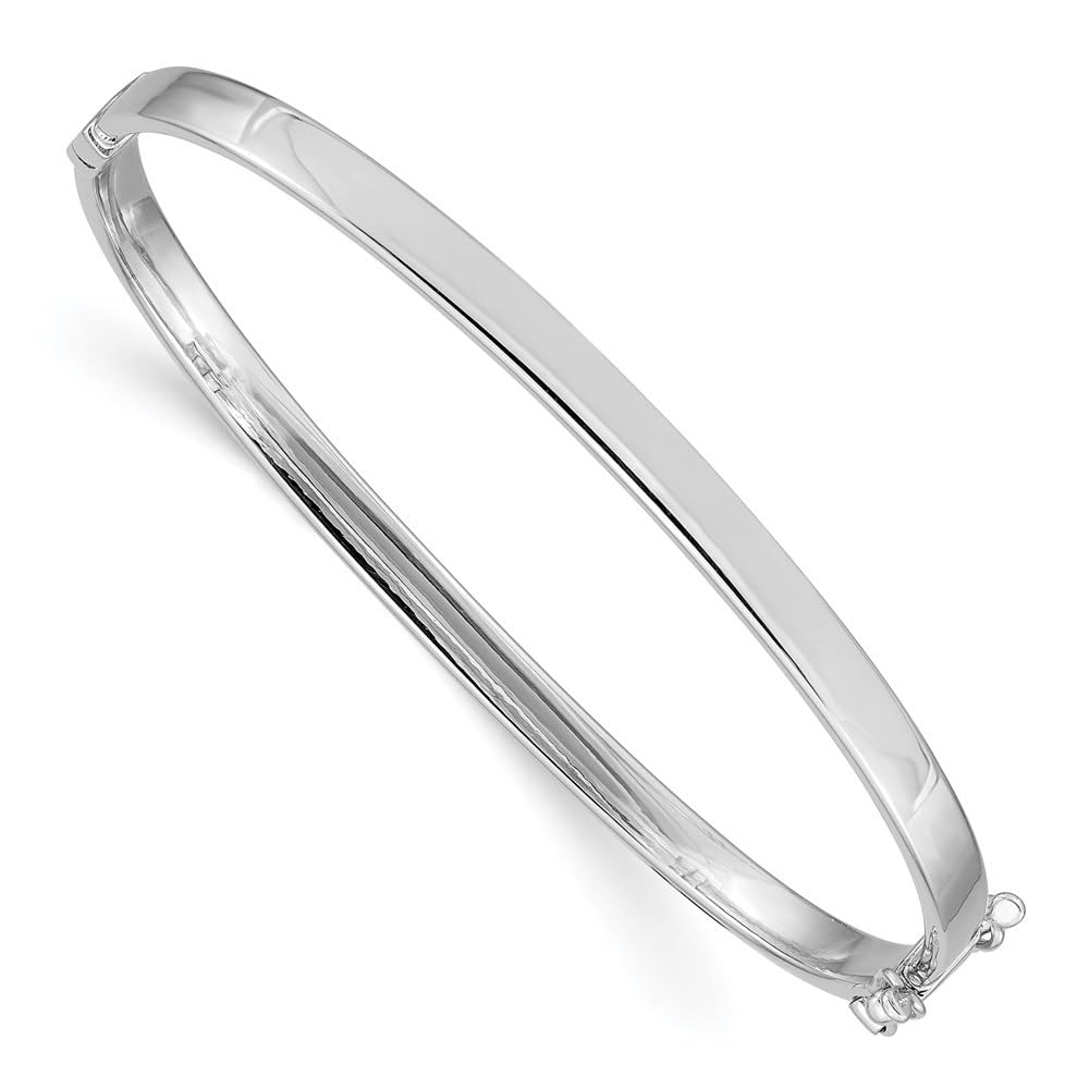 Diamond2Deal Solid 14k White Gold Hinged Bangle Bracelet 4mm