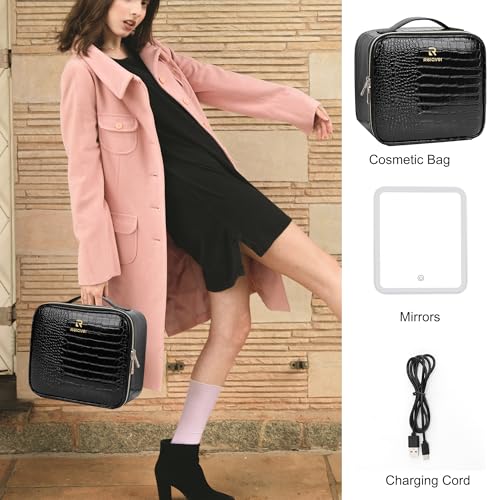 image for Relavel Makeup Train Case With LED Mirror, Professional Travel Cosmeti