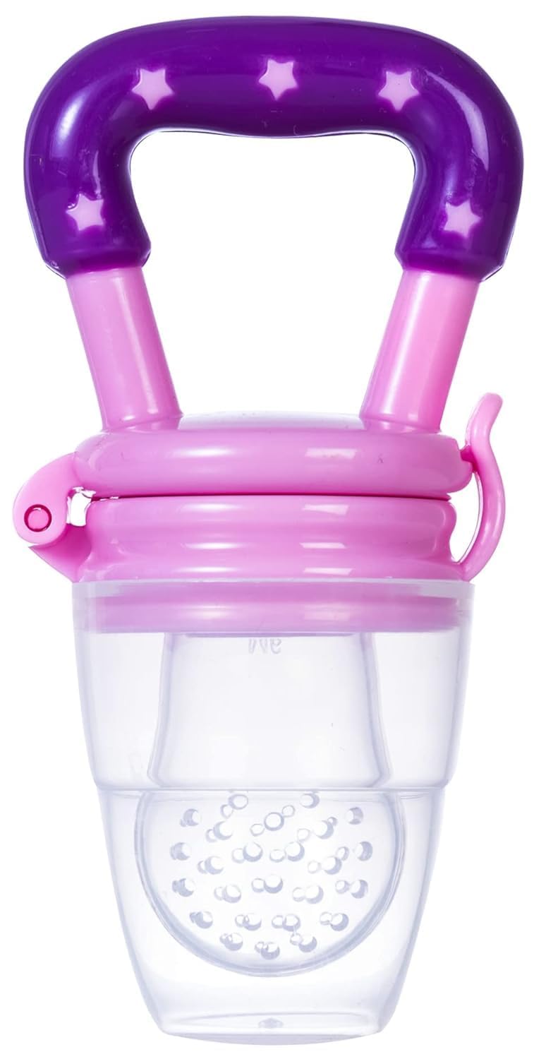 Chopchi Fruit Feeder,Teether & Feeding Spoon Bottle with Squeezy Food for 6 Month Above Baby (Pack of-3, Pink Set) - Image 3 thumbnail