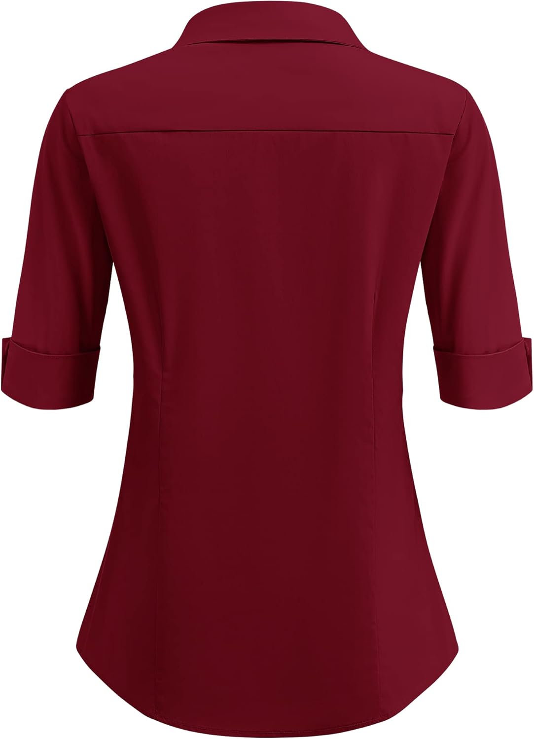 HOTOUCH Women's Basic Button Down Shirts 3/4 Sleeve Stretch Button Up Dress Shirt Slim Fit Waitress Work Shirts - Image 3