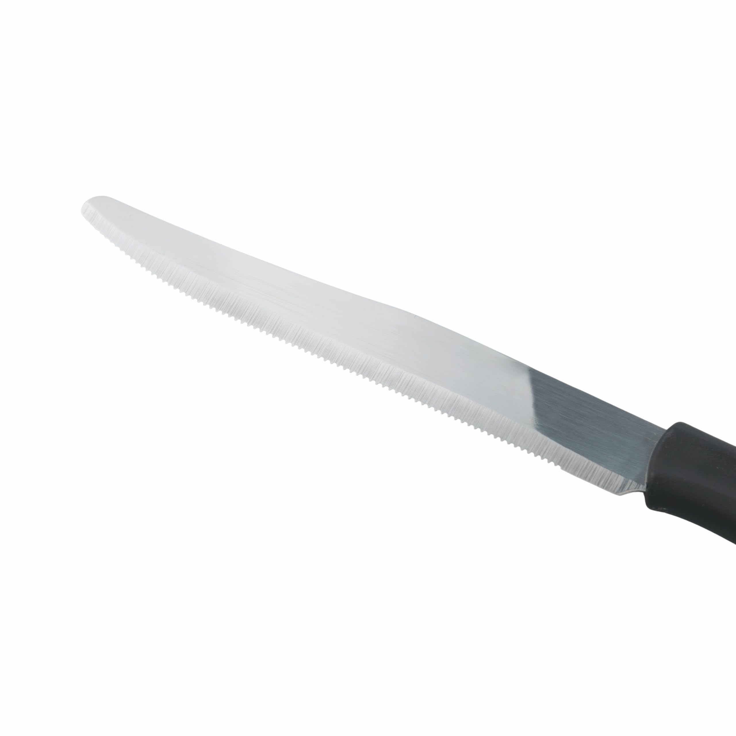 Set 6 coltelli da tavola, Lama seghettata in Acciaio Inox, Manico in plastica PP, Nero, SìChef